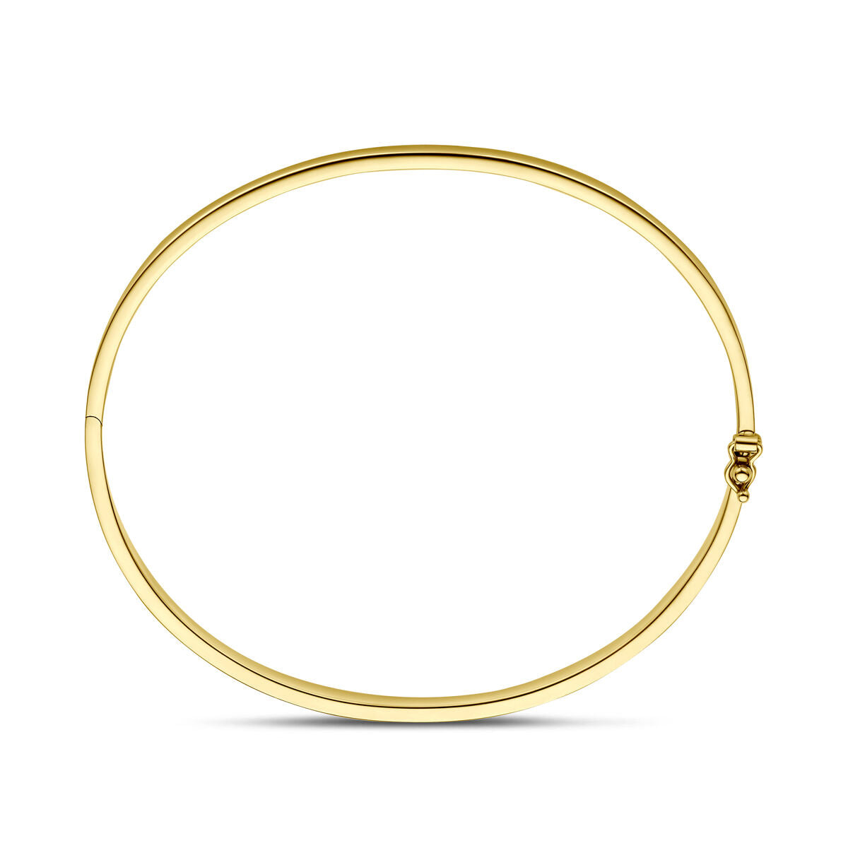 Bangle scharnier vlakke buis massief 3 x 9K geelgoud 60 mm