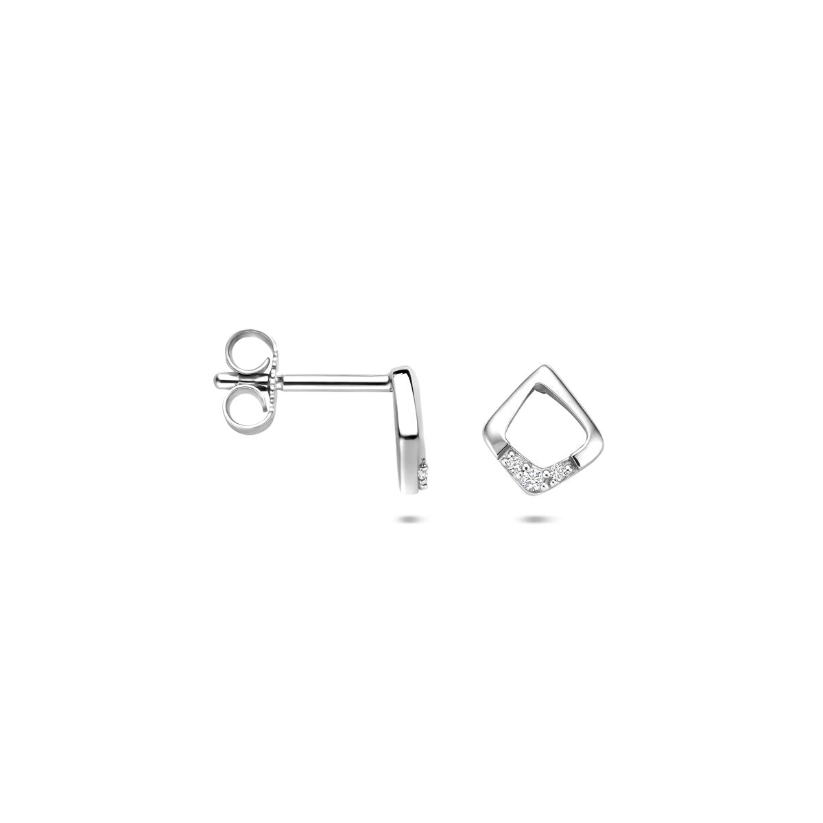 Zilveren gerhodineerde oorknoppen zirkonia 7 mm - 1341210