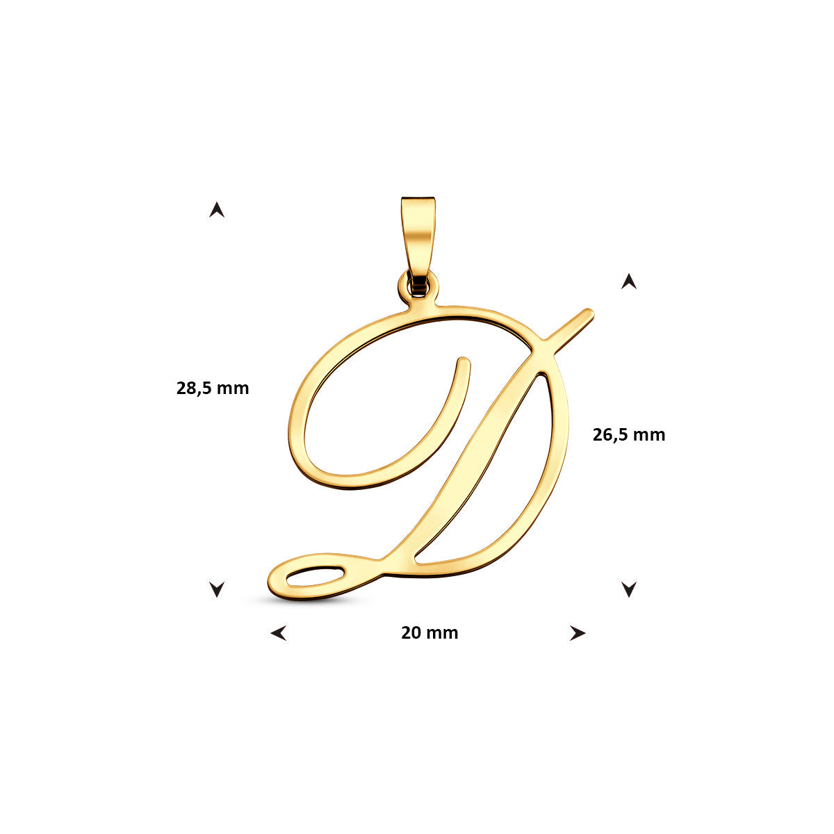 Hanger sierletter D 26,5 mm 14K geelgoud #Letter_D