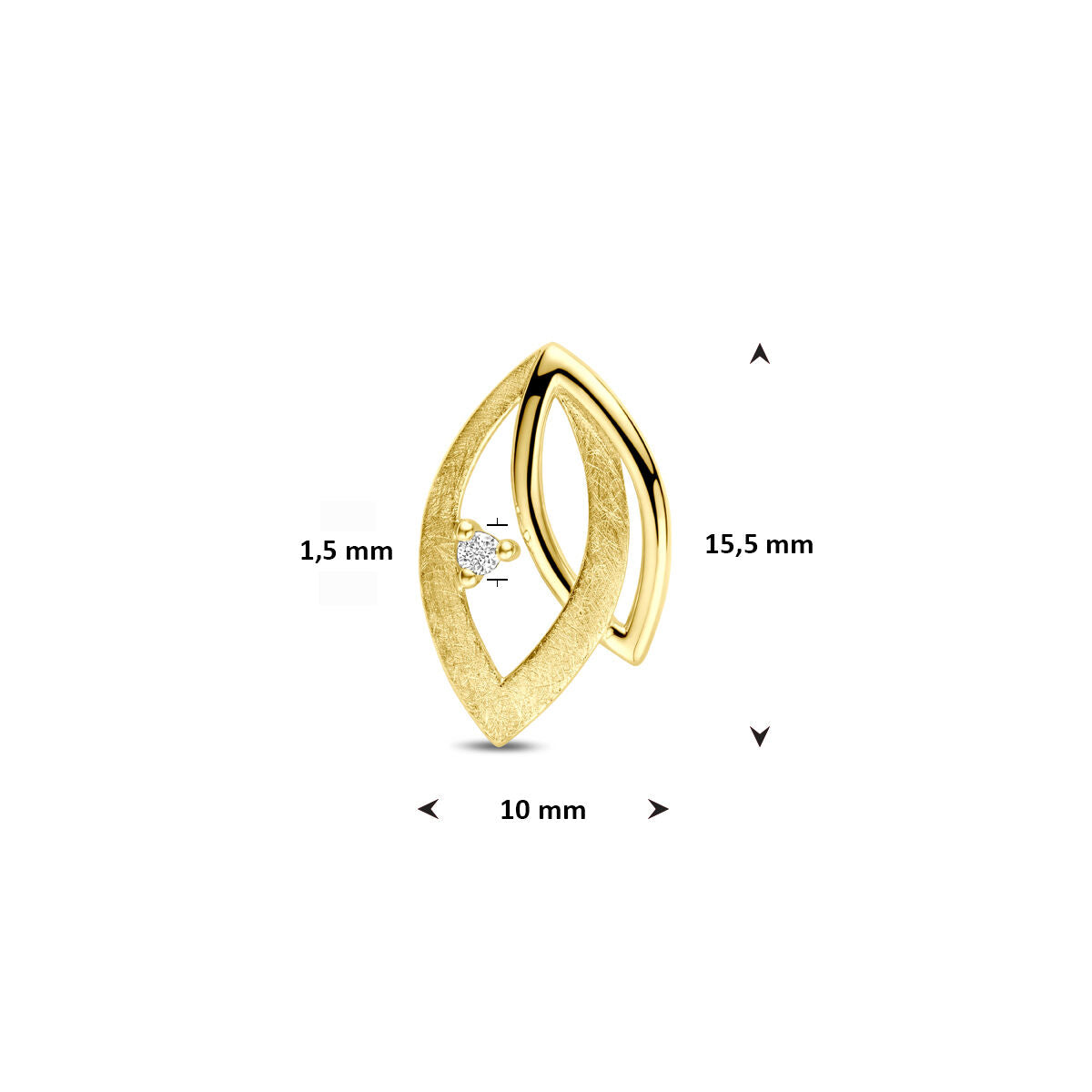 14K geelgouden hanger poli/mat diamant 0.02ct h si 15,5 mm - 4034619 - PansiteNederland.nl