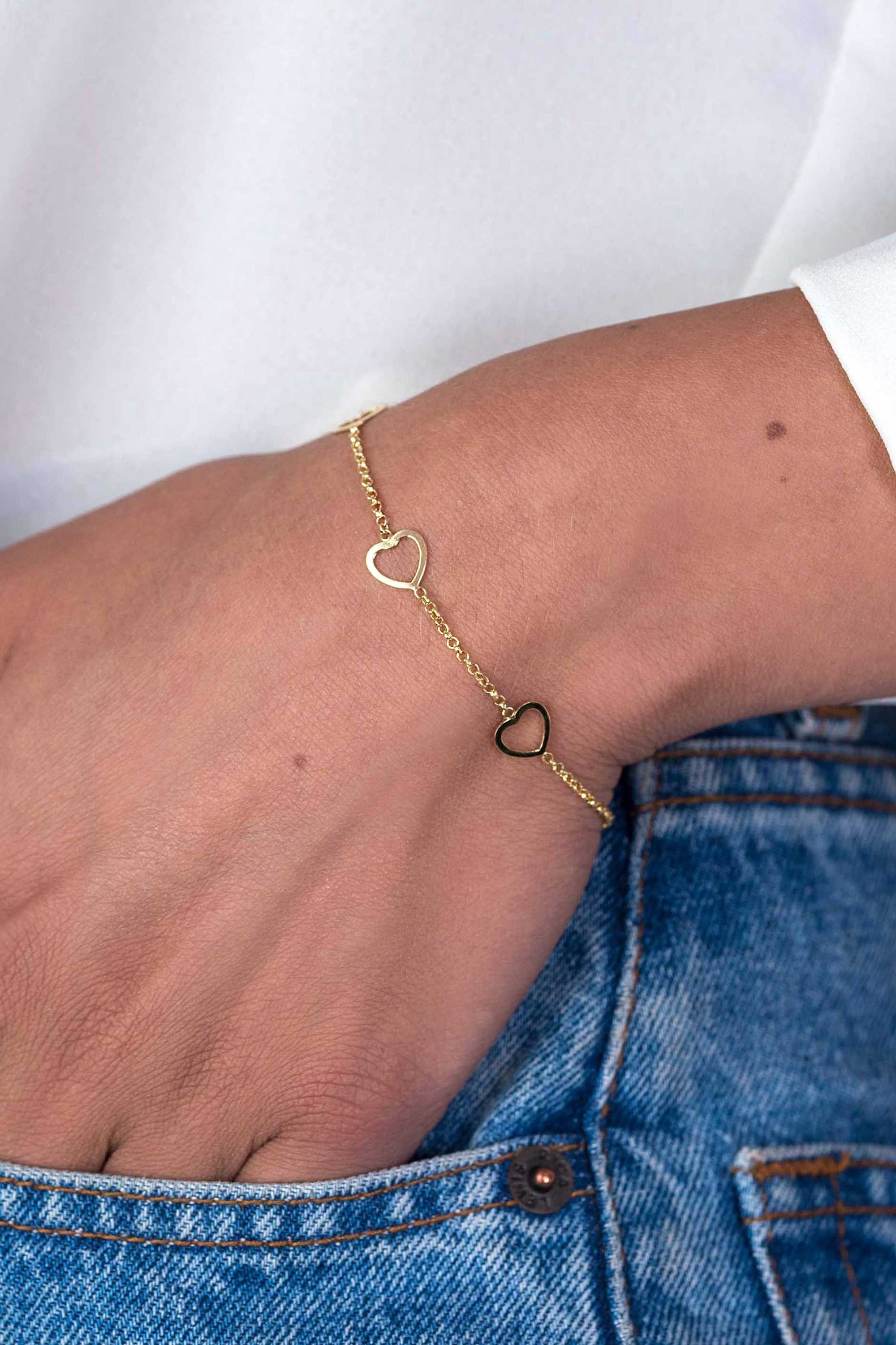 Zinzi zilveren armband geel verguld hart 17-20cm ZIA1188G om de pols