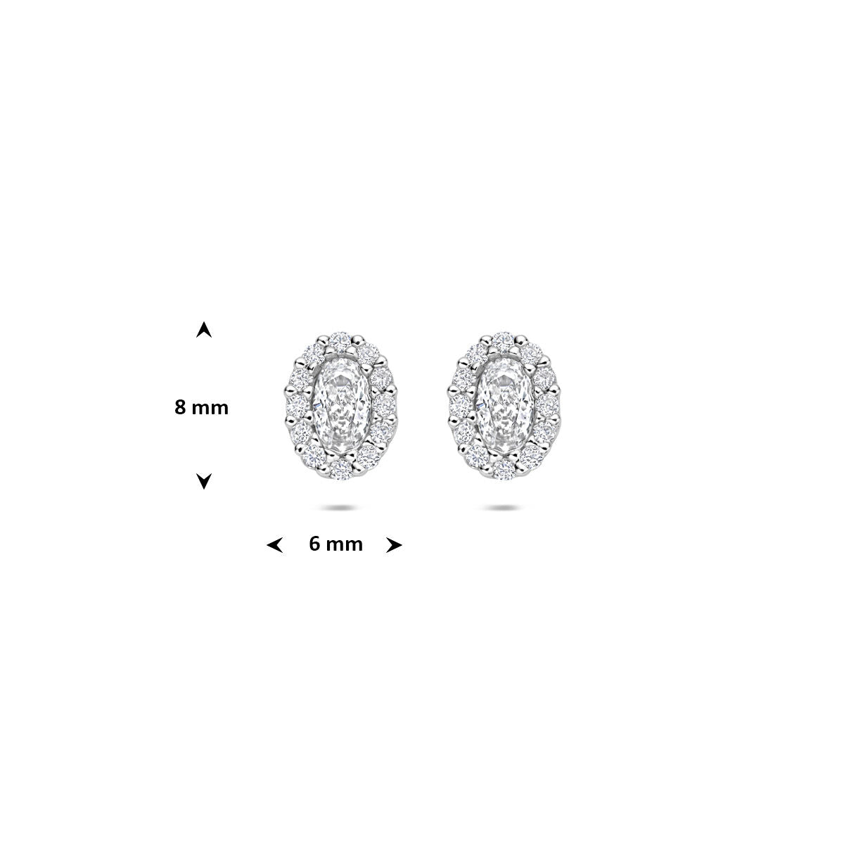 Fantasy Collection Oorbellen zirkonia 8 mm zilver