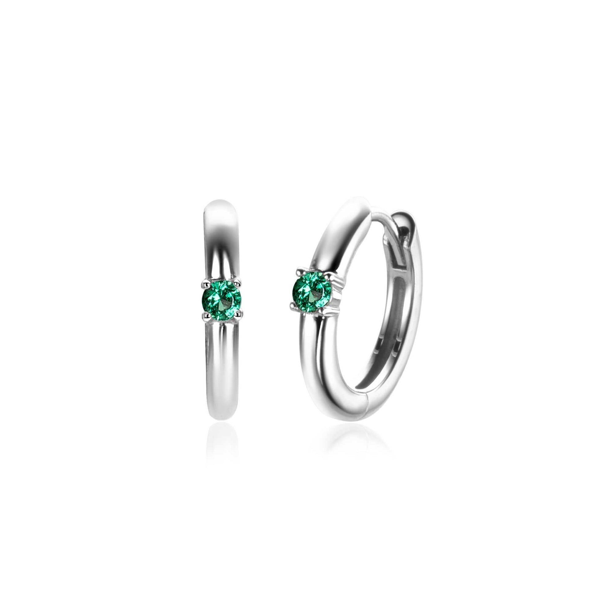 Zinzi oorringen MEI zilver met geboortesteen groen smaragd zirkonia 13mm ZICRZ-MEI - PansiteNederland.nl