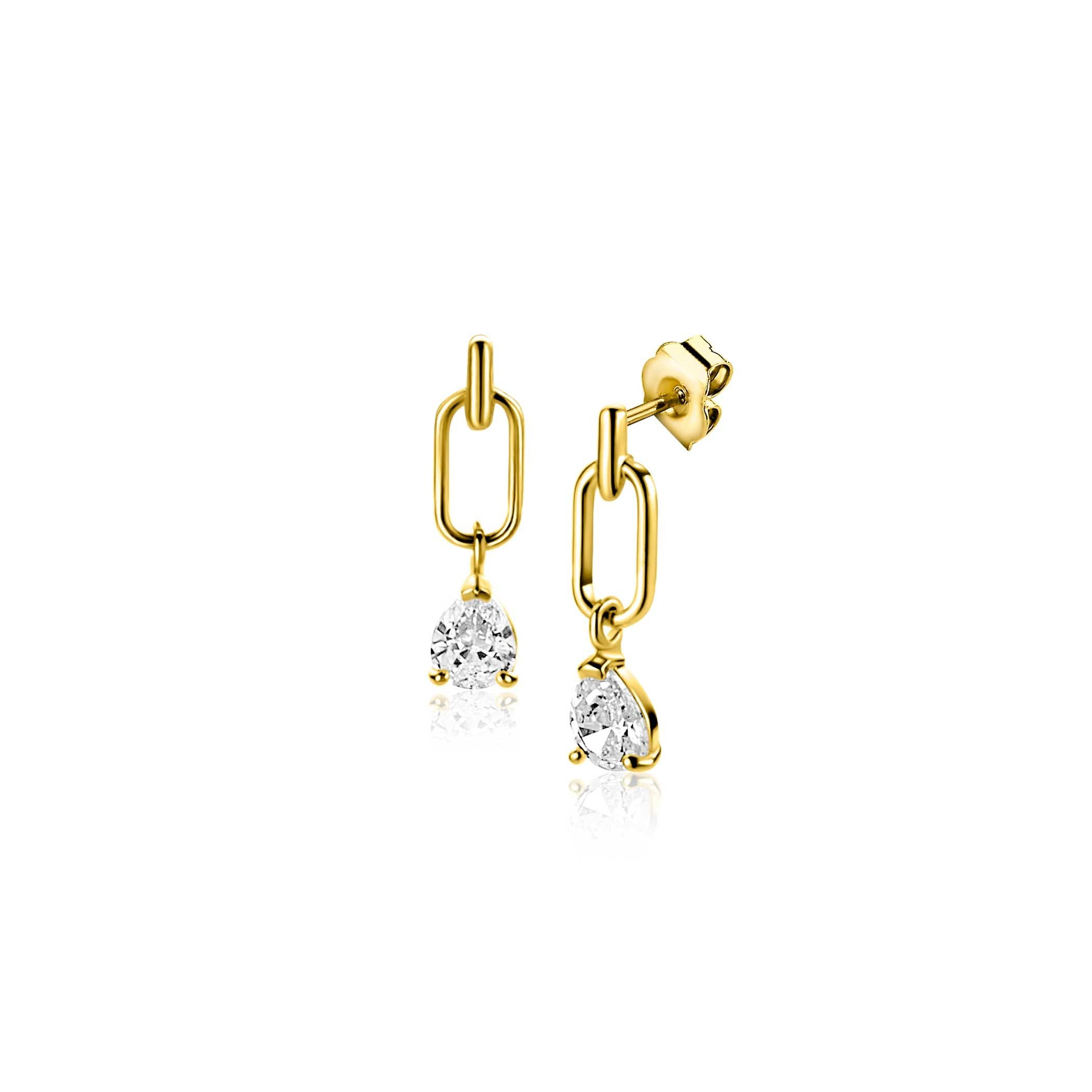 ZINZI 14K Gouden Oorbellen met Witte Zirkonia ZGO548