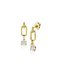 ZINZI Gold 14 krt gouden oorstekers, open ovaal met peervormige witte zirkonia 12mm ZGO548
