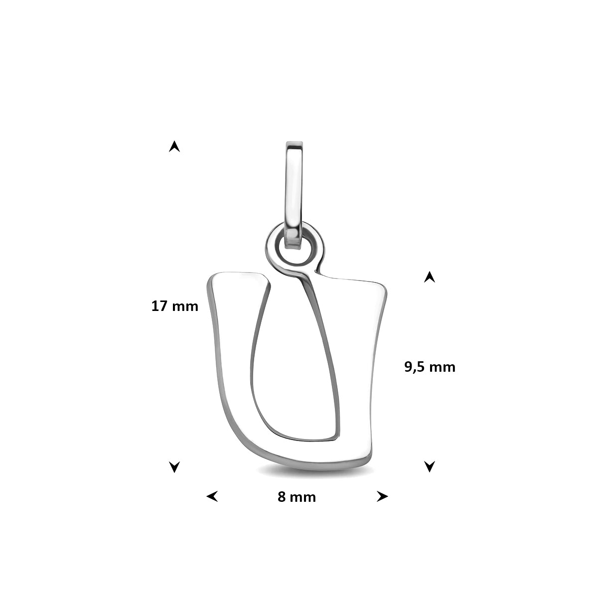 Hanger letter U 12,5 mm zilver #Letter_U