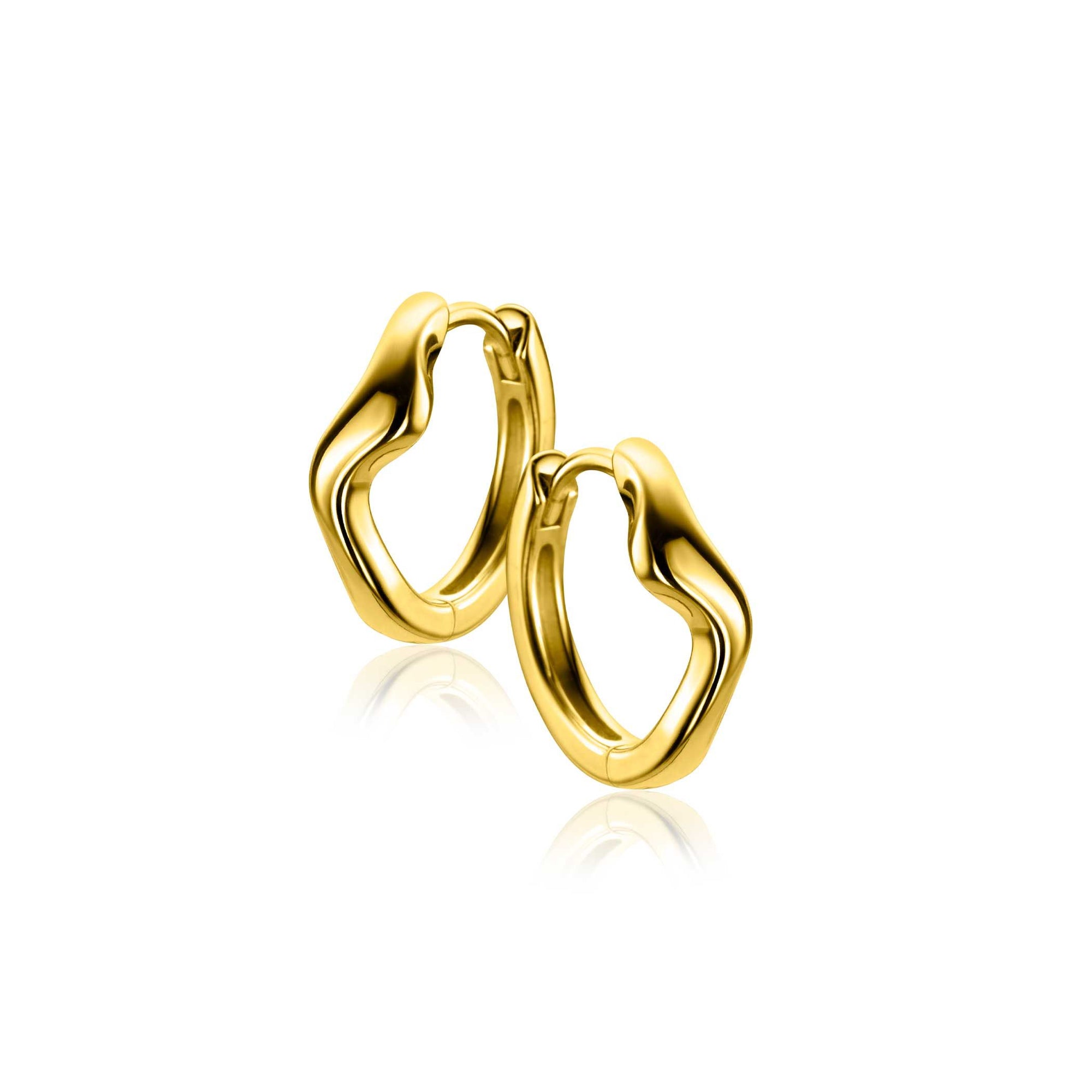 Zinzi 15mm gold plated zilveren oorringen organisch gevormd met luxe klapsluiting ZIO2627G - PansiteNederland.nl