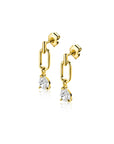 ZINZI Gold 14 krt gouden oorstekers, open ovaal met peervormige witte zirkonia 12mm ZGO548