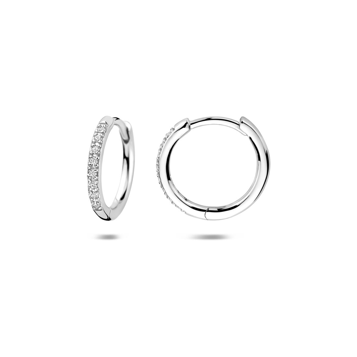 Zilveren gerhodineerde klapoorringen zirkonia 15 mm - 1341916