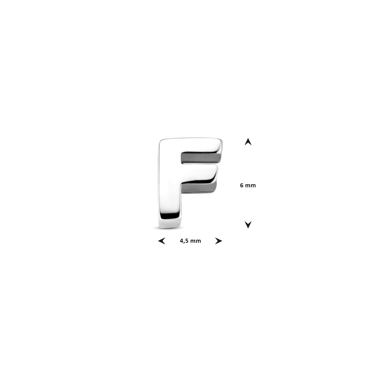 Hanger letter F 6 mm zilver #Letter_F