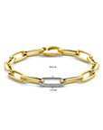18K Bicolor Goud Geel/Wit Armband Paperclip Diamant 0.34Ct G Vsi Half Ronde Buis 7,4 Mm 19,5 Cm 7200010 - PansiteNederland.nl