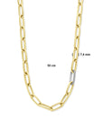18K bicolor goud geel/wit collier paperclip diamant 0.34ct g vsi half ronde buis 7,4 mm 50 cm 7200011