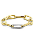 18K Bicolor Goud Geel/Wit Armband Paperclip Diamant 0.76Ct G Vsi Half Ronde Buis 12 Mm 21 Cm 7200013 - PansiteNederland.nl