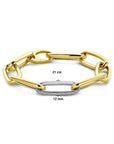 18K Bicolor Goud Geel/Wit Armband Paperclip Diamant 0.76Ct G Vsi Half Ronde Buis 12 Mm 21 Cm 7200013 - PansiteNederland.nl