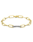 18K Bicolor Goud Geel/Wit Armband Paperclip Diamant 0.34Ct G Vsi Vierkante Buis 7,5 Mm 18 Cm 7200025 - PansiteNederland.nl