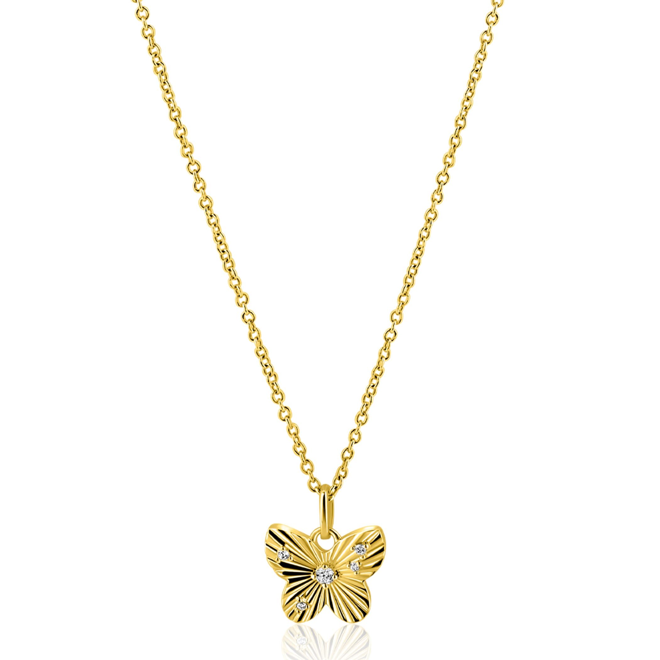 ZINZI Verguld Zilveren Ketting met Witte Zirkonia - ZIC2742