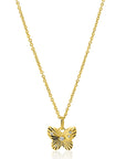 ZINZI Gold Plated Zilveren Ketting met Vlinder Hanger en Witte Zirkonia 42-45cm ZIC2742