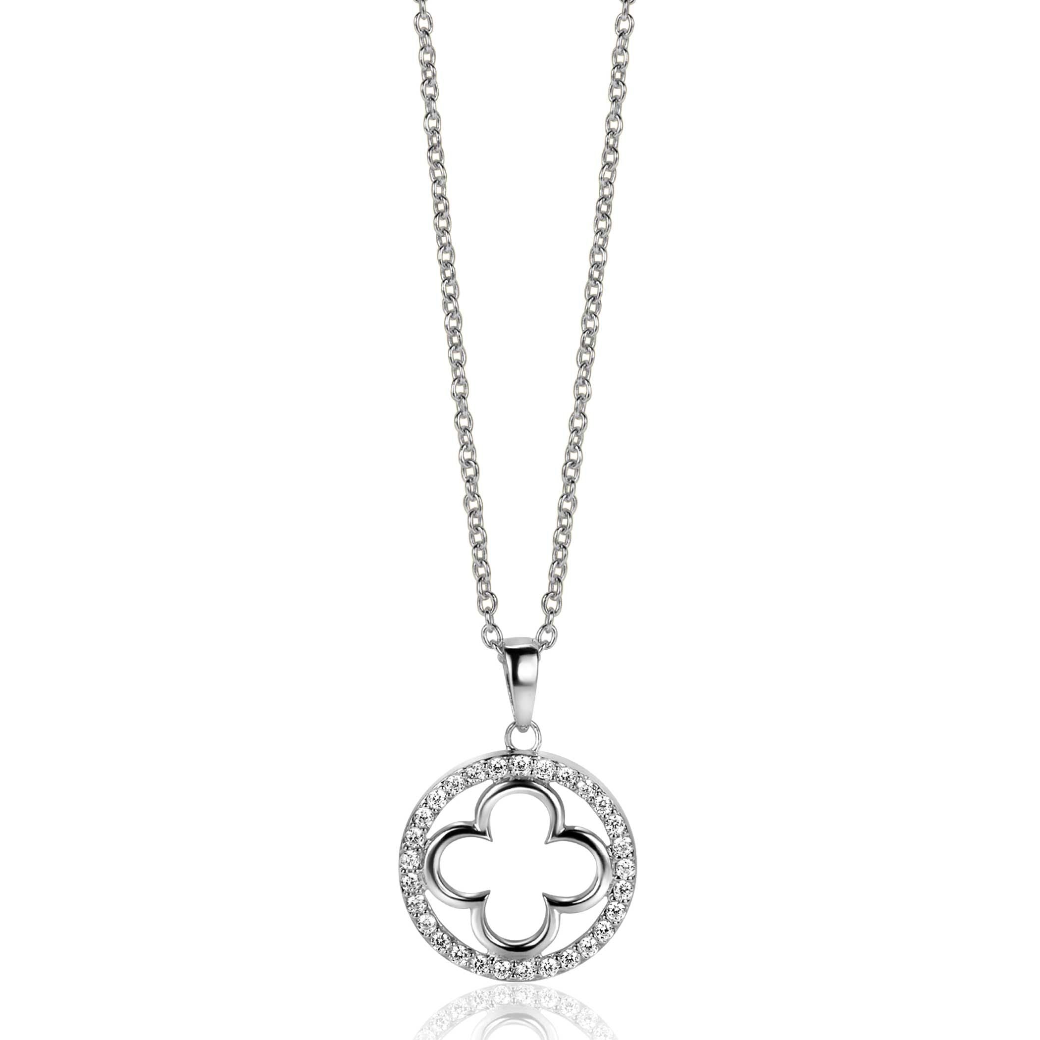 ZINZI Zilveren Ketting met Witte Zirkonia - ZIC2617
