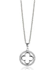 ZINZI zilveren anker ketting met luxe klaver hanger (15mm) rondom bezet met witte zirkonia's 45-48cm ZIC2617