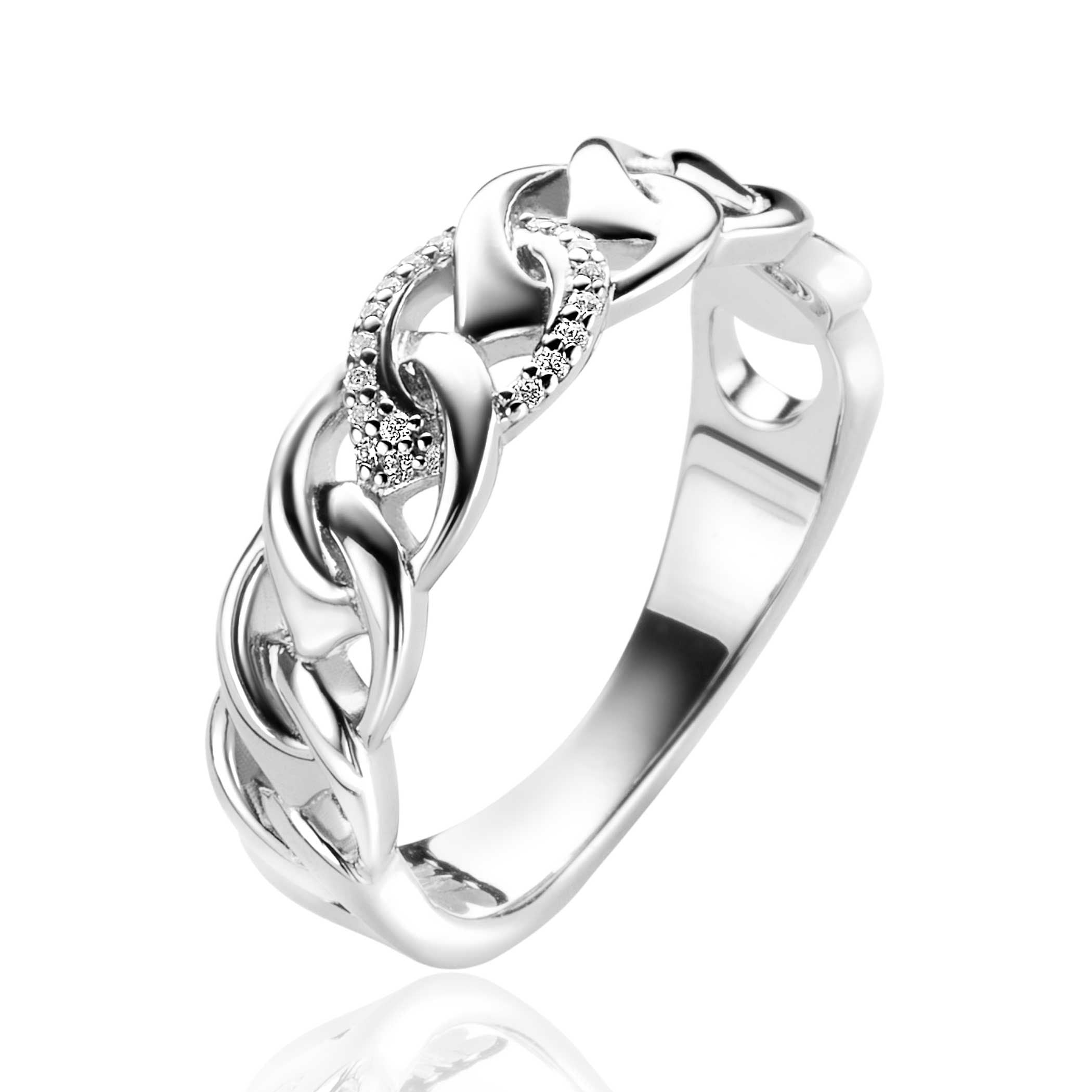 ZINZI Zilveren Ring met Witte Zirkonia MVR24S