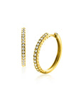 Zinzi Gold 14 krt gouden oorringen bezet met witte zirkonia's met luxe klapsluiting 17mm x 1,7mm vierkante buis ZGO506