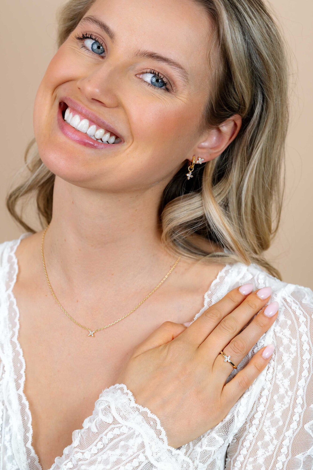 ZINZI Verguld Zilveren Ketting met Witte Zirkonia ZIC2624