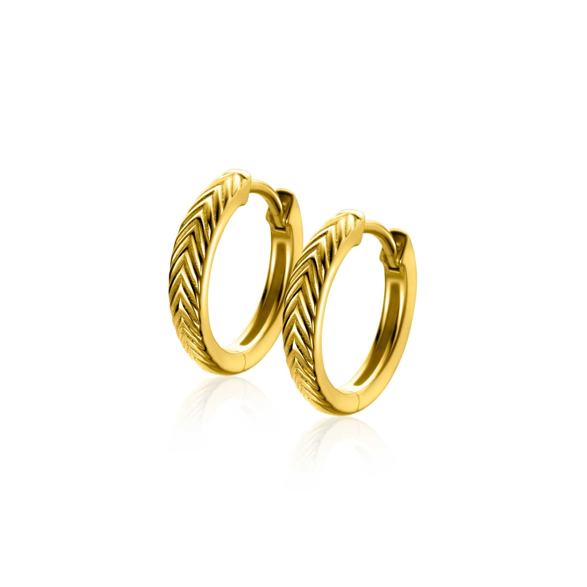Zinzi gold plated zilveren oorringen met veertjesmotief 3mm breed en luxe klapsluiting 15mm – ZIO2644G - PansiteNederland.nl
