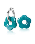 ZINZI oorbedels bloem turquoise kunststof 26mm ZICH2720T - PansiteNederland.nl