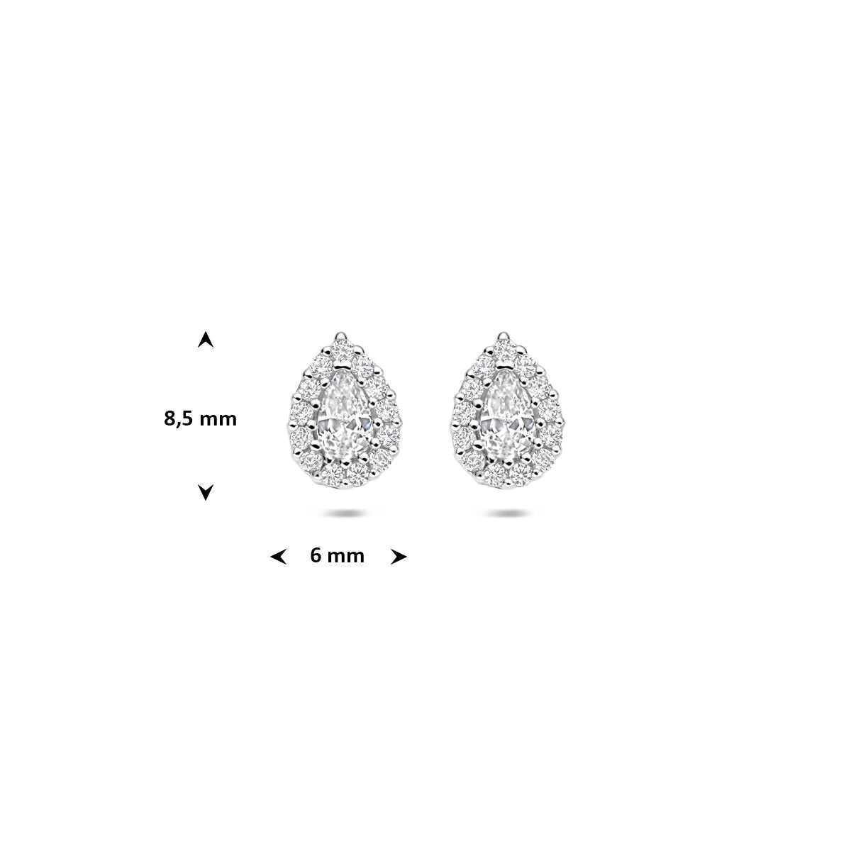 Fantasy Collection Oorbellen zirkonia 8,5 mm zilver