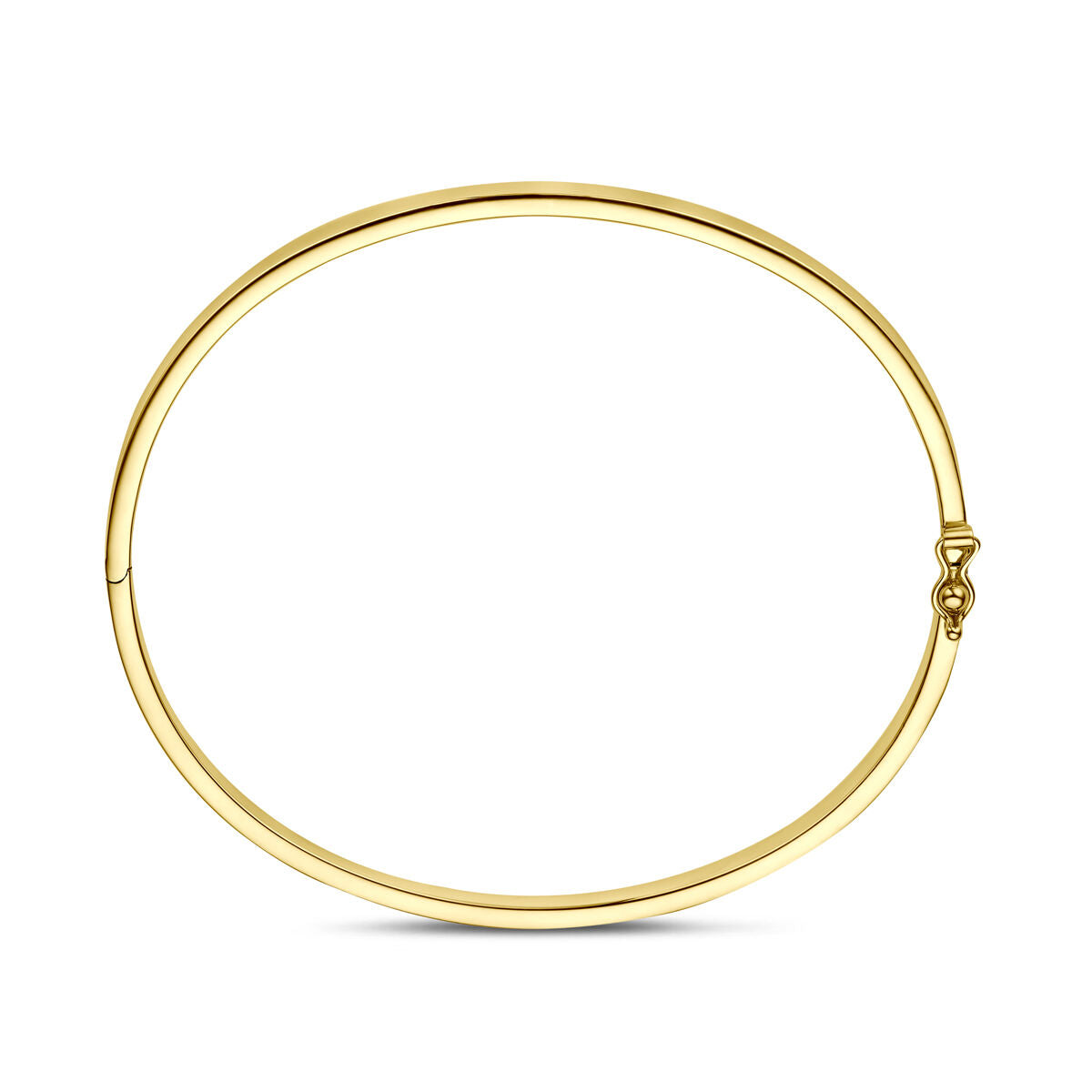 Bangle scharnier vlakke buis massief 4 x 9K geelgoud 60 mm