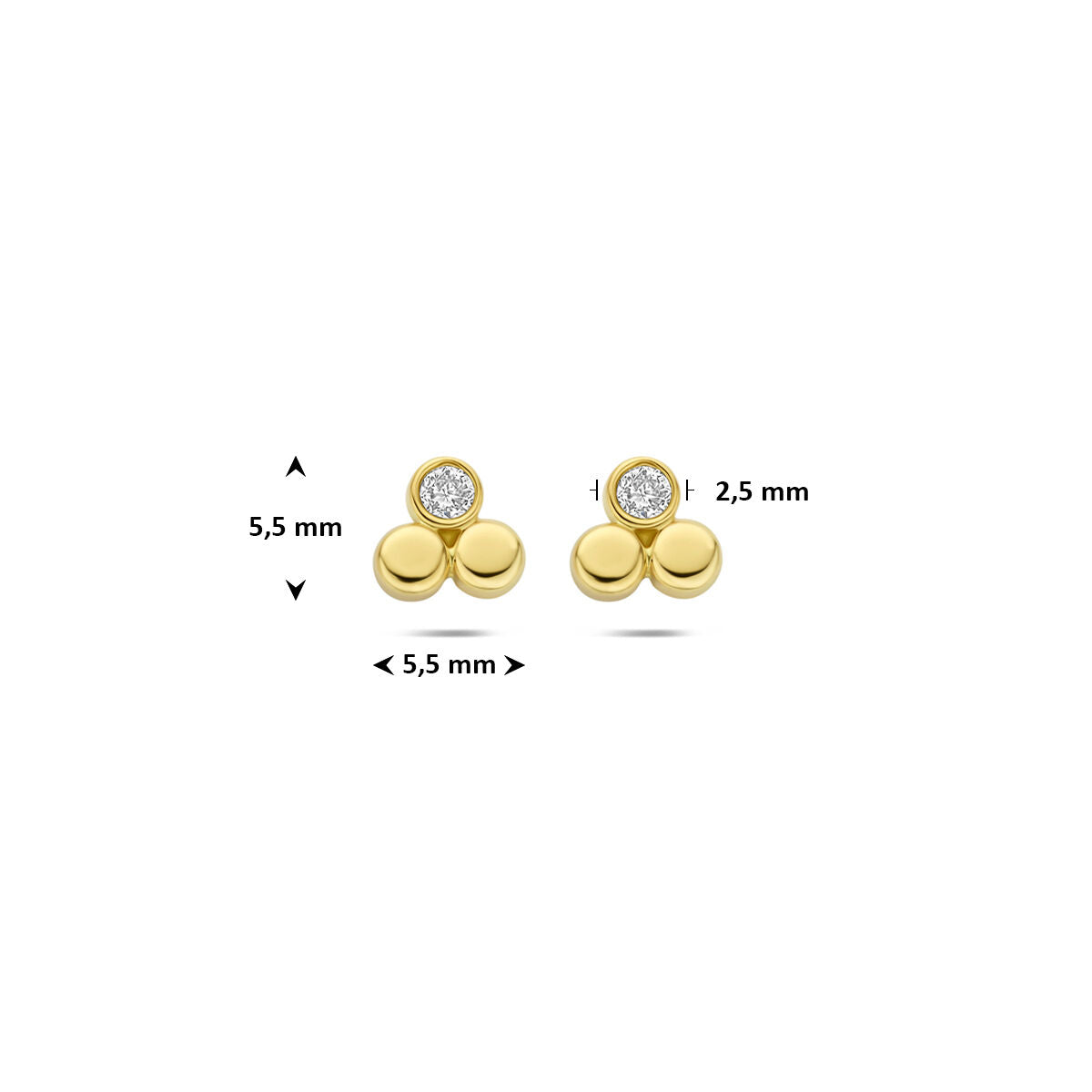 Oorknoppen lab grown diamant 0.13ct (2x 0.065ct) f vs 14K geelgoud 5,5 mm