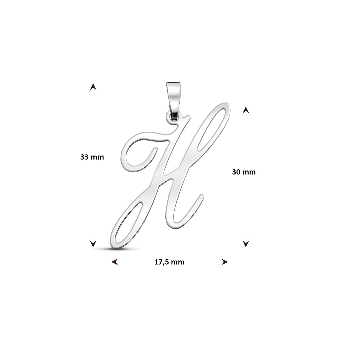 Hanger sierletter H 30 mm zilver #Letter_H