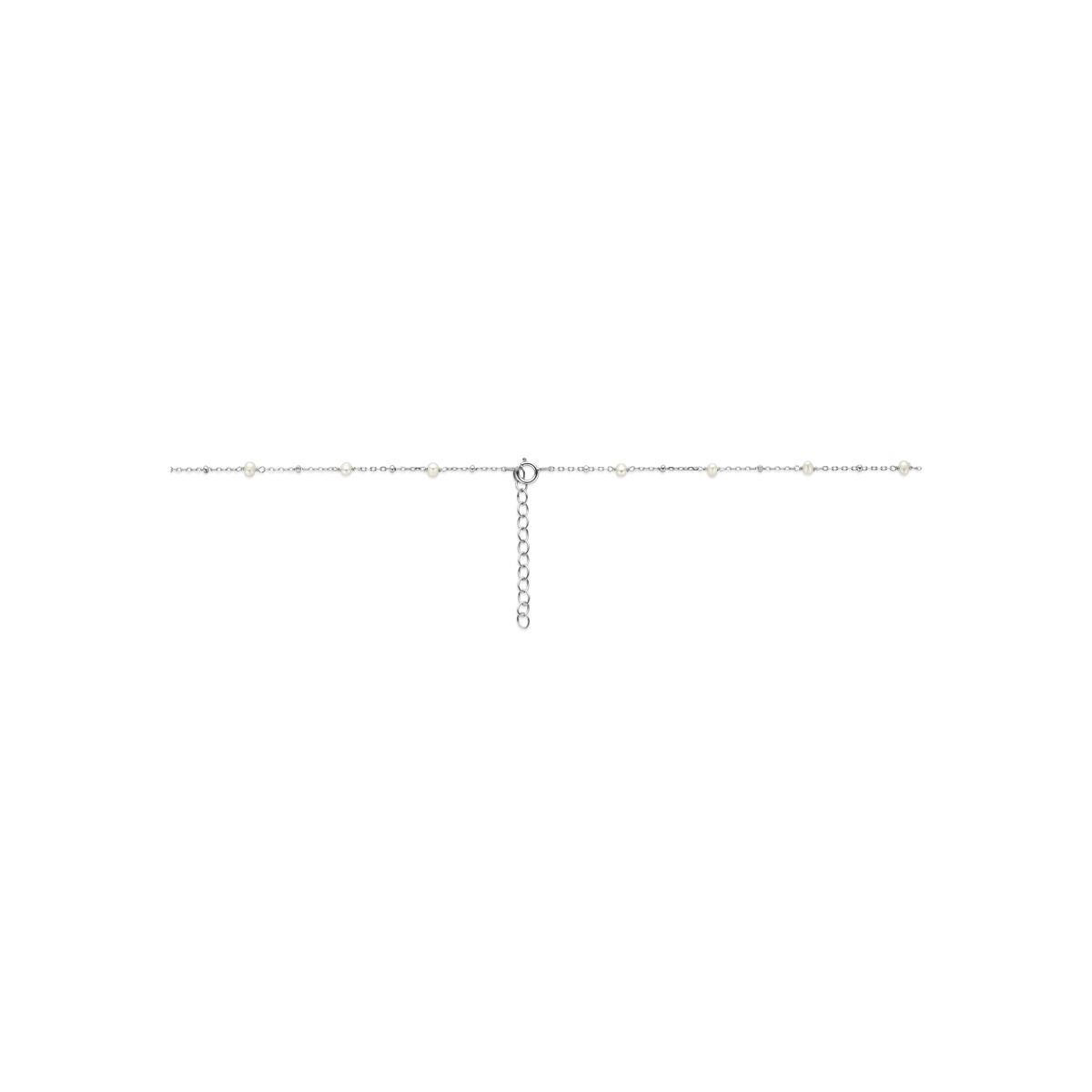 Collier parels 41 + 4 cm zilver gerhodineerd