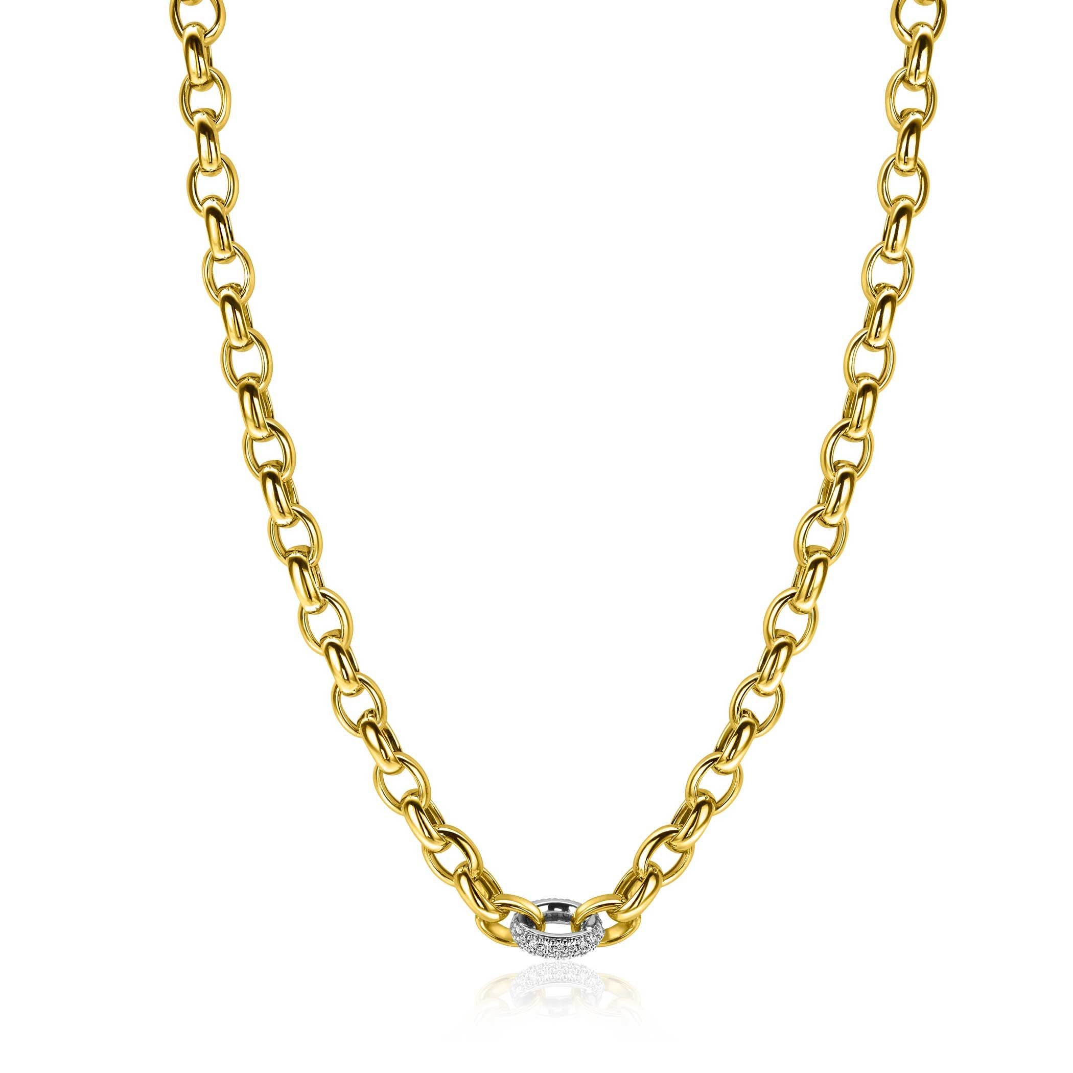 ZINZI Verguld Zilveren Ketting met Witte Zirkonia - ZIC2664
