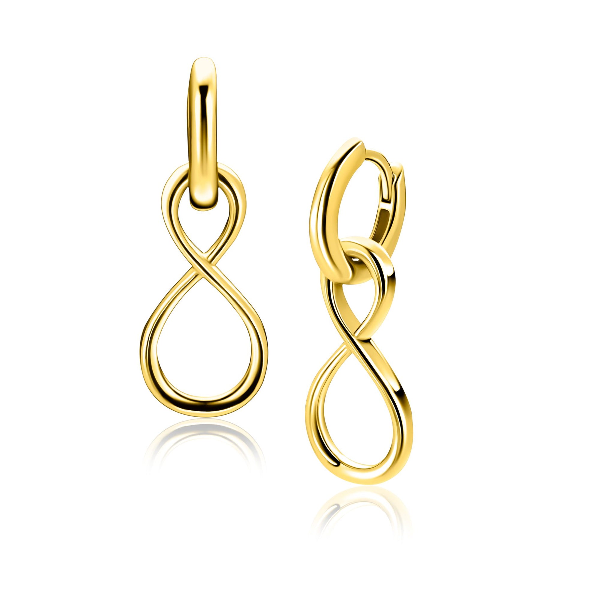 ZINZI gold plated zilveren oorbedels infinity 20mm ZICH2717G (zonder oorringen) - PansiteNederland.nl