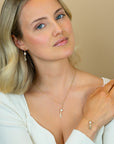 ZINZI Gold Plated Zilveren Paperclip Y-Collier met Zoetwaterparel en Slang 42-45cm ZIC2761
