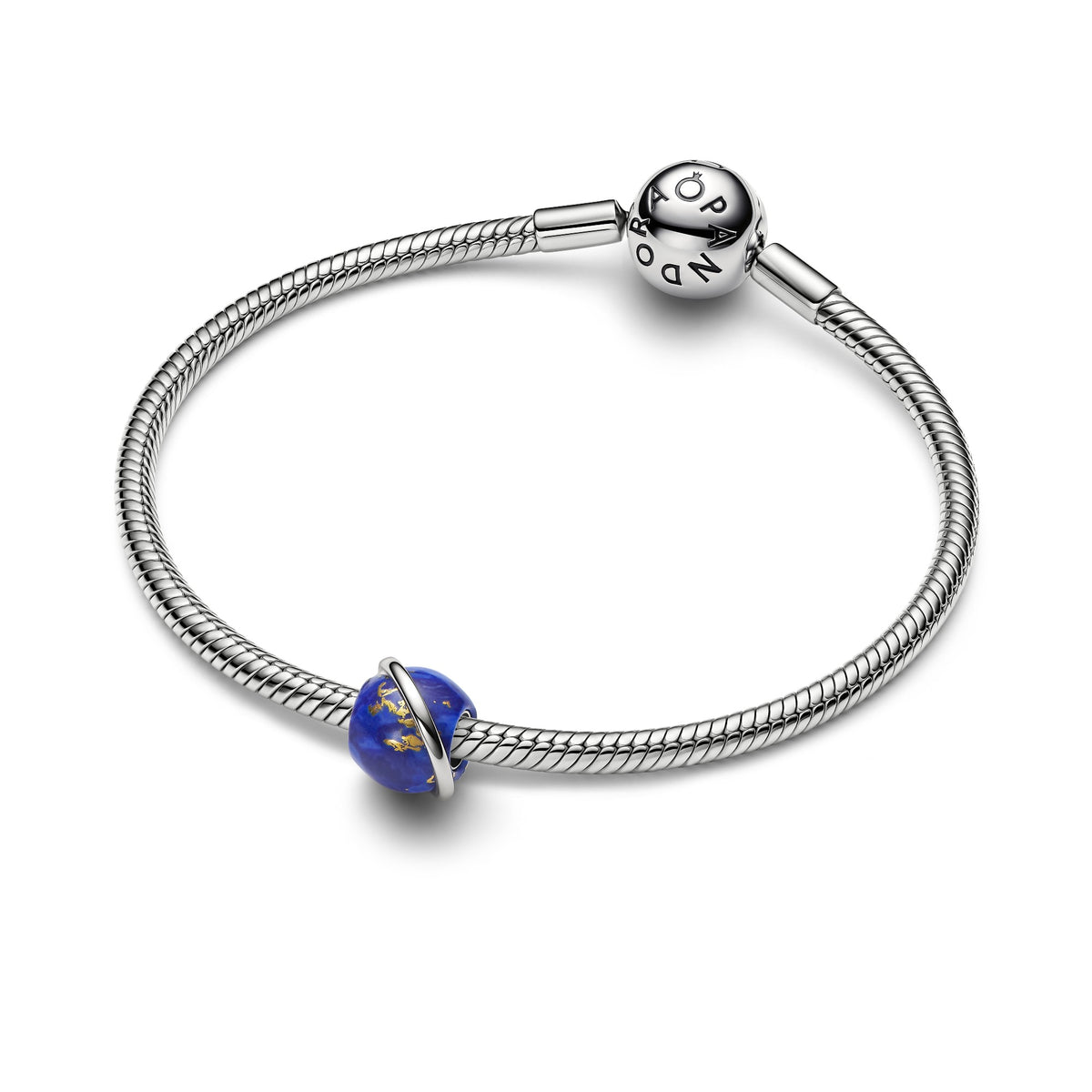Pandora Hemelsblauwe Planeet Bedel platinaverguld
