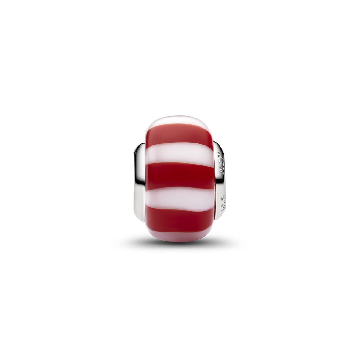 Pandora Rode Pepermunt Muranoglas Bedel platinaverguld