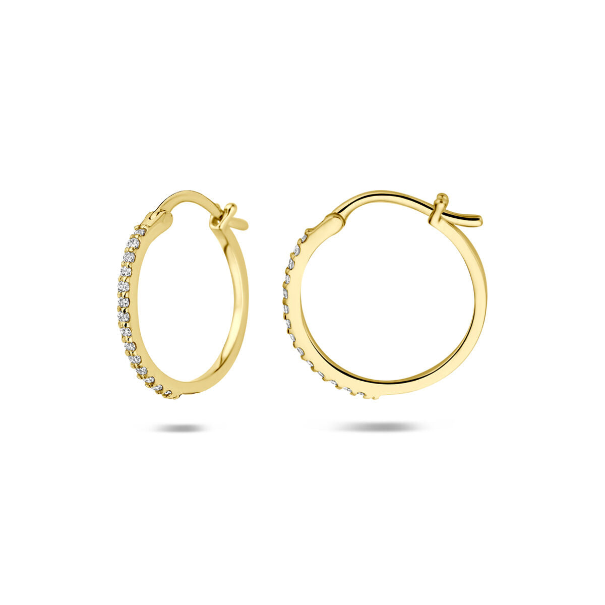 Oorringen lab grown diamant f vs buis 14K geelgoud 1 mm wit