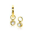 Zinzi Gold 14 krt gouden oorbedels in ronde vorm bezet met witte zirkonia 5mm ZGCH421 (zonder oorringen)