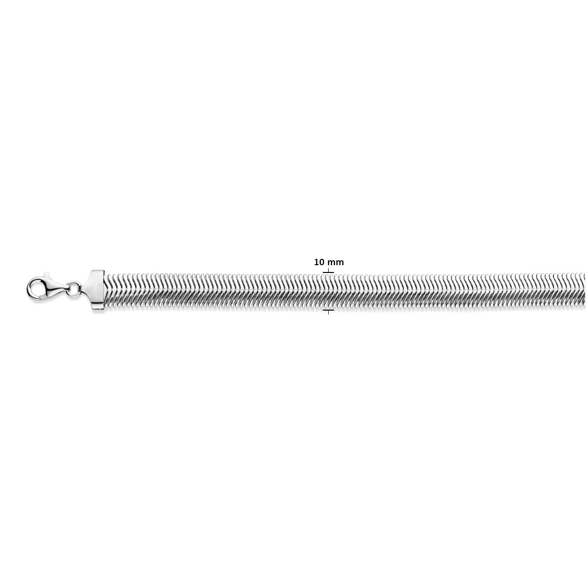Ketting Slang plat (bol) 10 mm zilver gerhodineerd