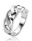 Mart Visser by ZINZI zilveren ring 9mm breed, met open peervormige schakels, bezet met witte zirkonia's MVR24
