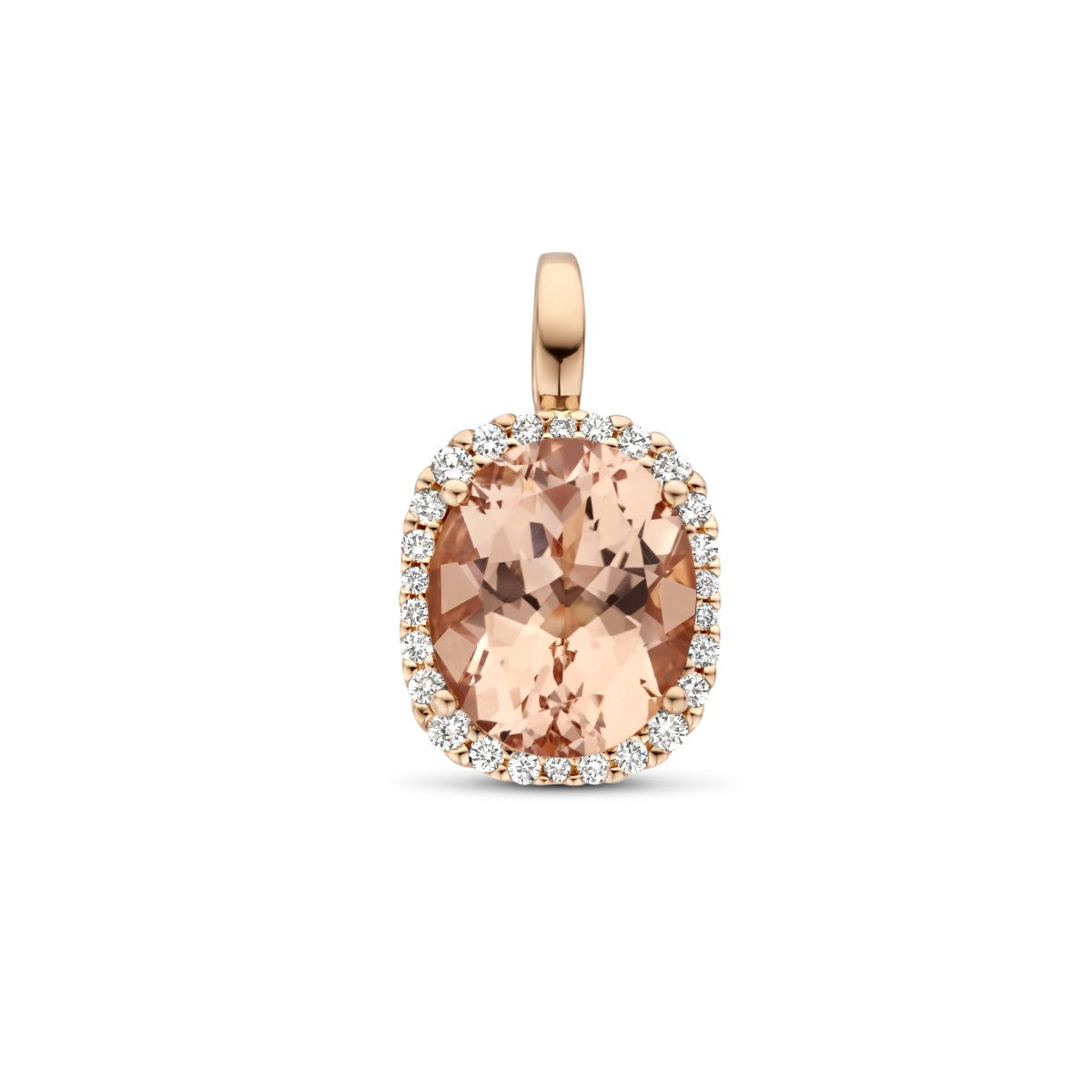 18K rosegoud hanger morganiet en diamant 0.25ct h si halo 7400008 - PansiteNederland.nl
