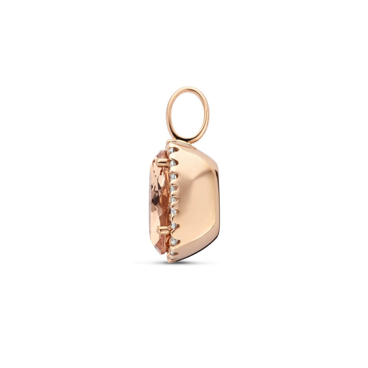18K rosegoud hanger morganiet en diamant 0.25ct h si halo 7400008 - PansiteNederland.nl