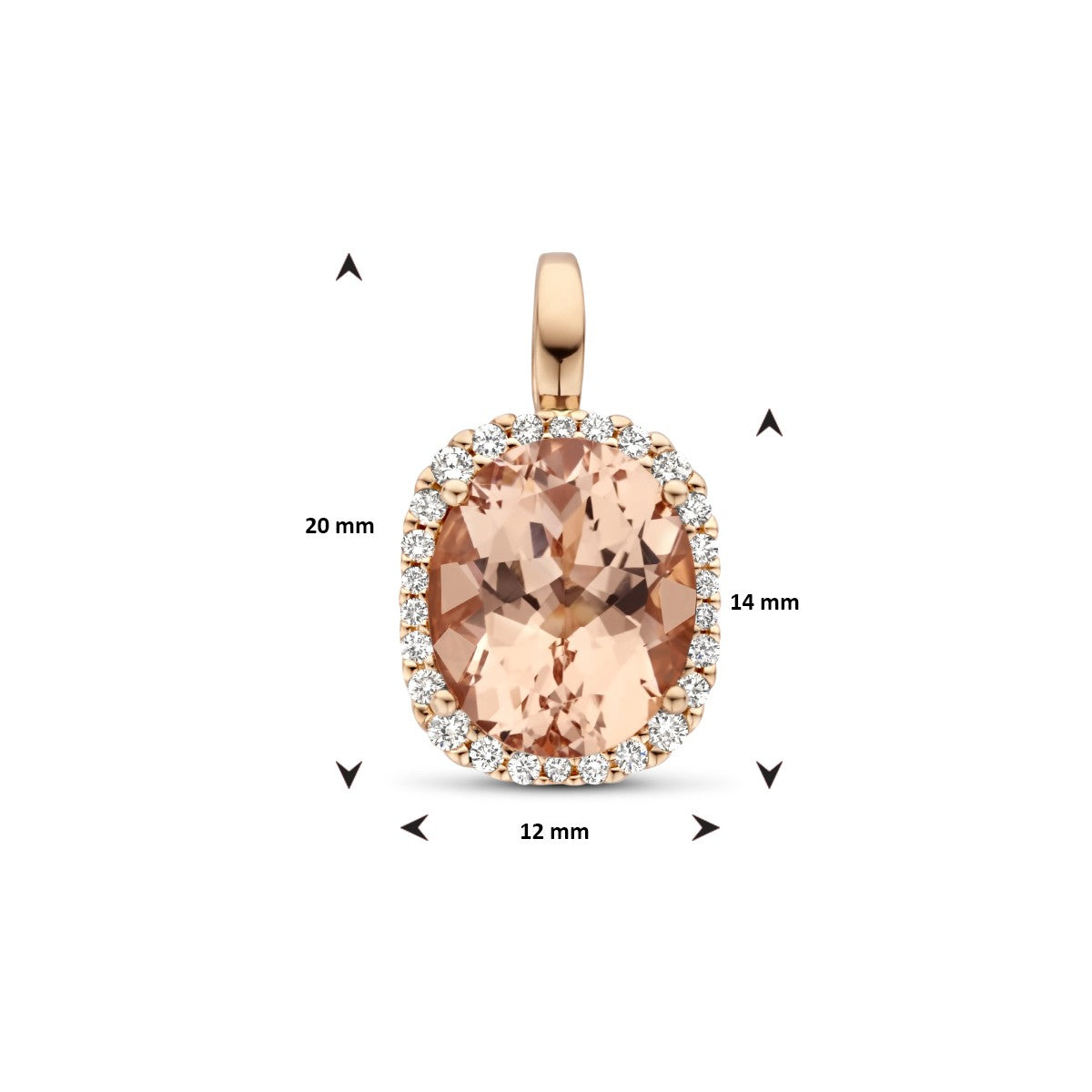 18K rosegoud hanger morganiet en diamant 0.25ct h si halo 7400008 - PansiteNederland.nl