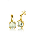 Zinzi Gold 14 krt gouden oorsieraden 12mm met vierkante kleursteen in 6,5mm bezet met lichtgroen amethist ZGO376