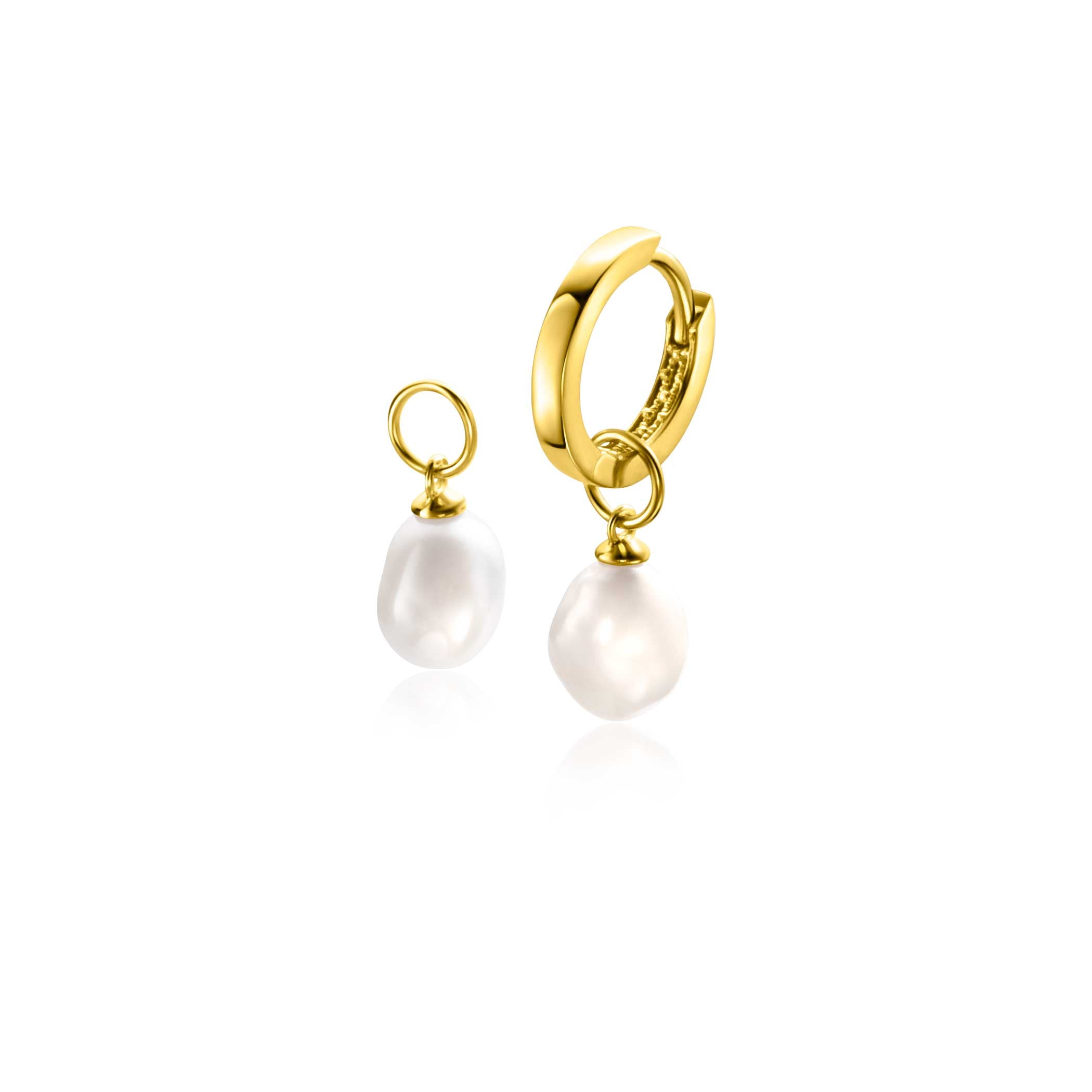 ZINZI 14K Gouden Oorbedels ZGCH405 wit
