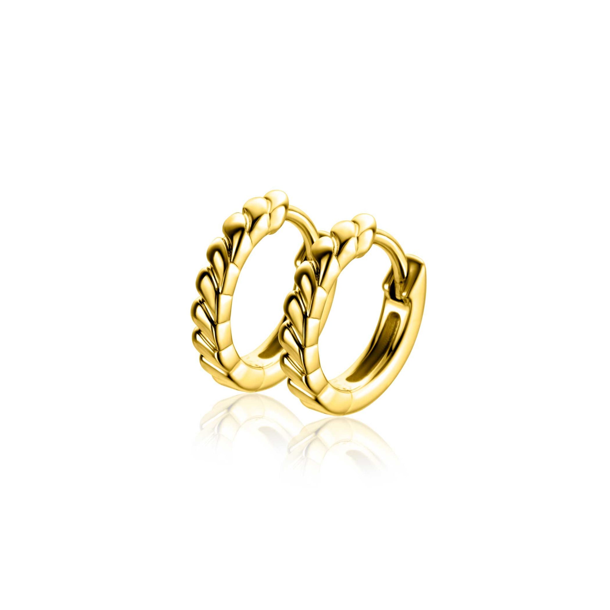 Zinzi 14mm gold plated zilveren oorringen met kleine druppels en luxe klapsluiting ZIO2688G - PansiteNederland.nl