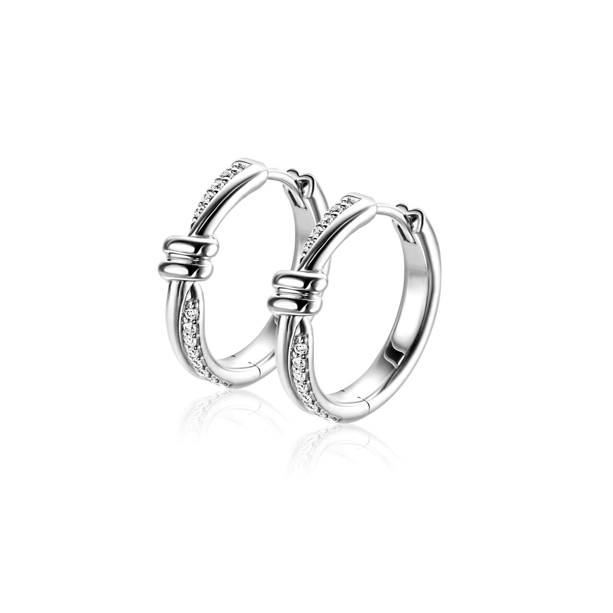 Zinzi 19mm zilveren oorringen met speelse twist en knoop. Luxe klapsluiting ZIO2680 - PansiteNederland.nl