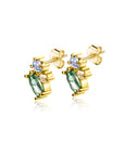 Zinzi Gold 14 krt gouden fantasie oorstekers bezet met champagne, lichtblauwe en groene zirkonia's ZGO379
